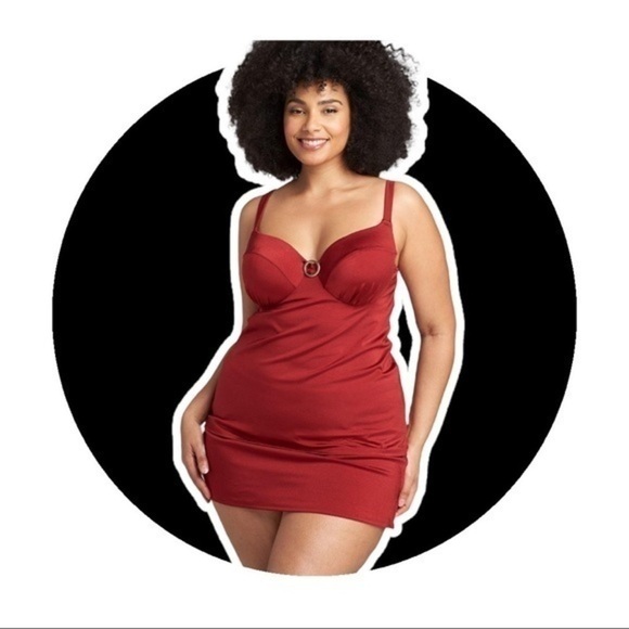 Lane Bryant Relaxed Underwire Swim Tankini Top Red Dahlia - Picture 2 of 6